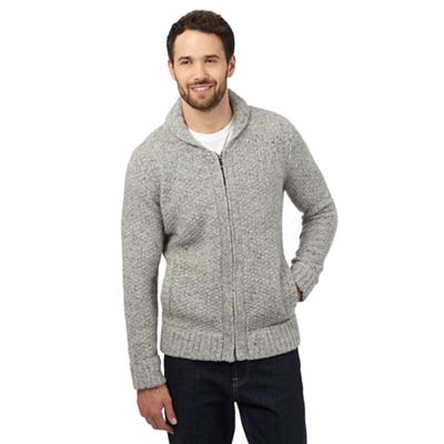 Mantaray Grey wool blend zip through cardigan